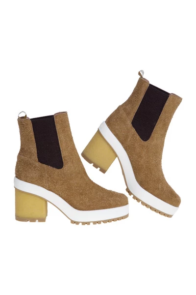 Hogan Schoenen Suède Enkellaarsje Met Hak 65 Mm Orange - Afbeelding 3