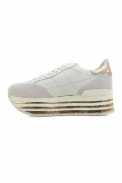Hogan Low Top Wedges Sneakers Shoes In Leather White