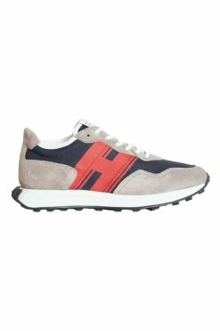 Hogan Retorun Sneakers In Suede And Fabric Gray