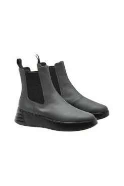 Hogan Enkellaarsjes Futuristic Style Gummed Leather Ankle Boots Gray