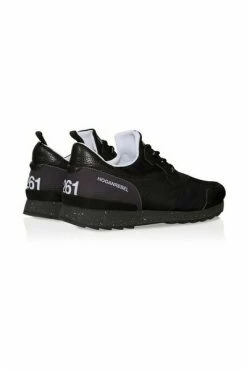 Hogan Running Leather And Fabric Sneakers Black