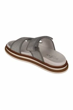 Hogan Sandalen Metallic-effect Flat Sandals Gray