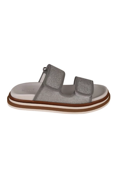 Hogan Sandalen Metallic-effect Flat Sandals Gray - Afbeelding 2