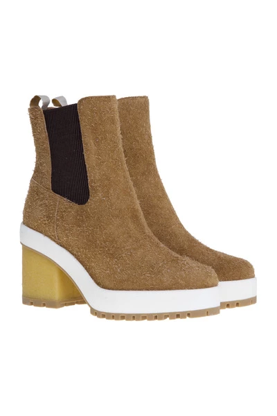 Hogan Schoenen Suède Enkellaarsje Met Hak 65 Mm Orange - Afbeelding 5