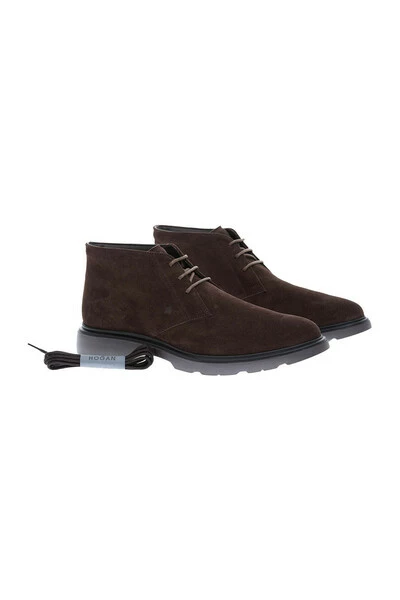 Hogan Instappers & Slip Ons Derby-box In Leather Crust With Laces Brown