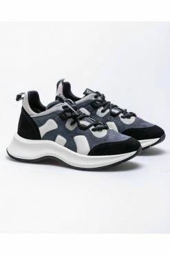 Hogan Leather And Suede Sneakers With Trekking 50 Style Laces Gray