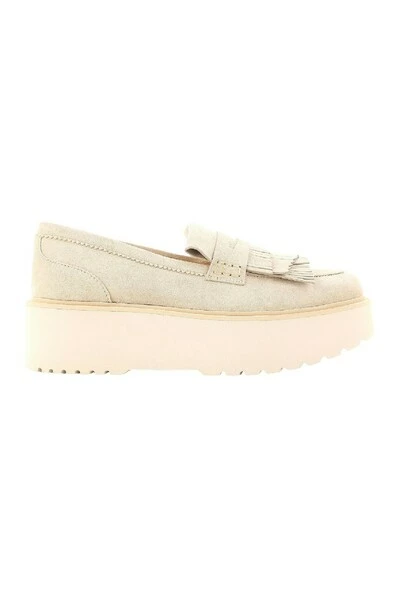 Hogan Sleehakken Wedge Loafers In Suede Beige - Afbeelding 3